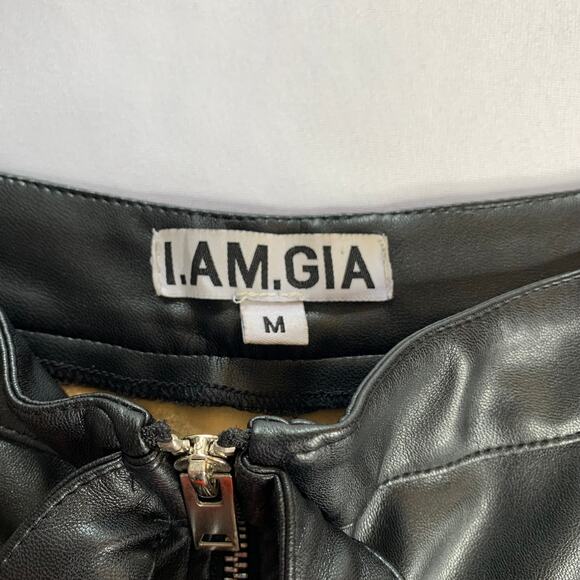 I.AM.GIA Faux Leather Moto Pants Orange Black Size M - Picture 10 of 16